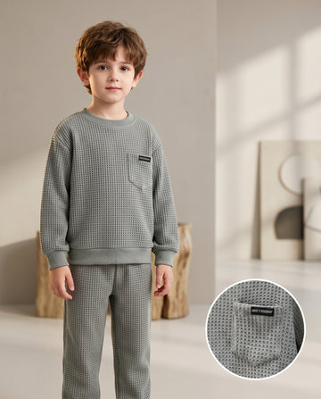 VigoSource Boys Spring and Autumn Set Featuring a Waffle Long-sleeve Pullover...