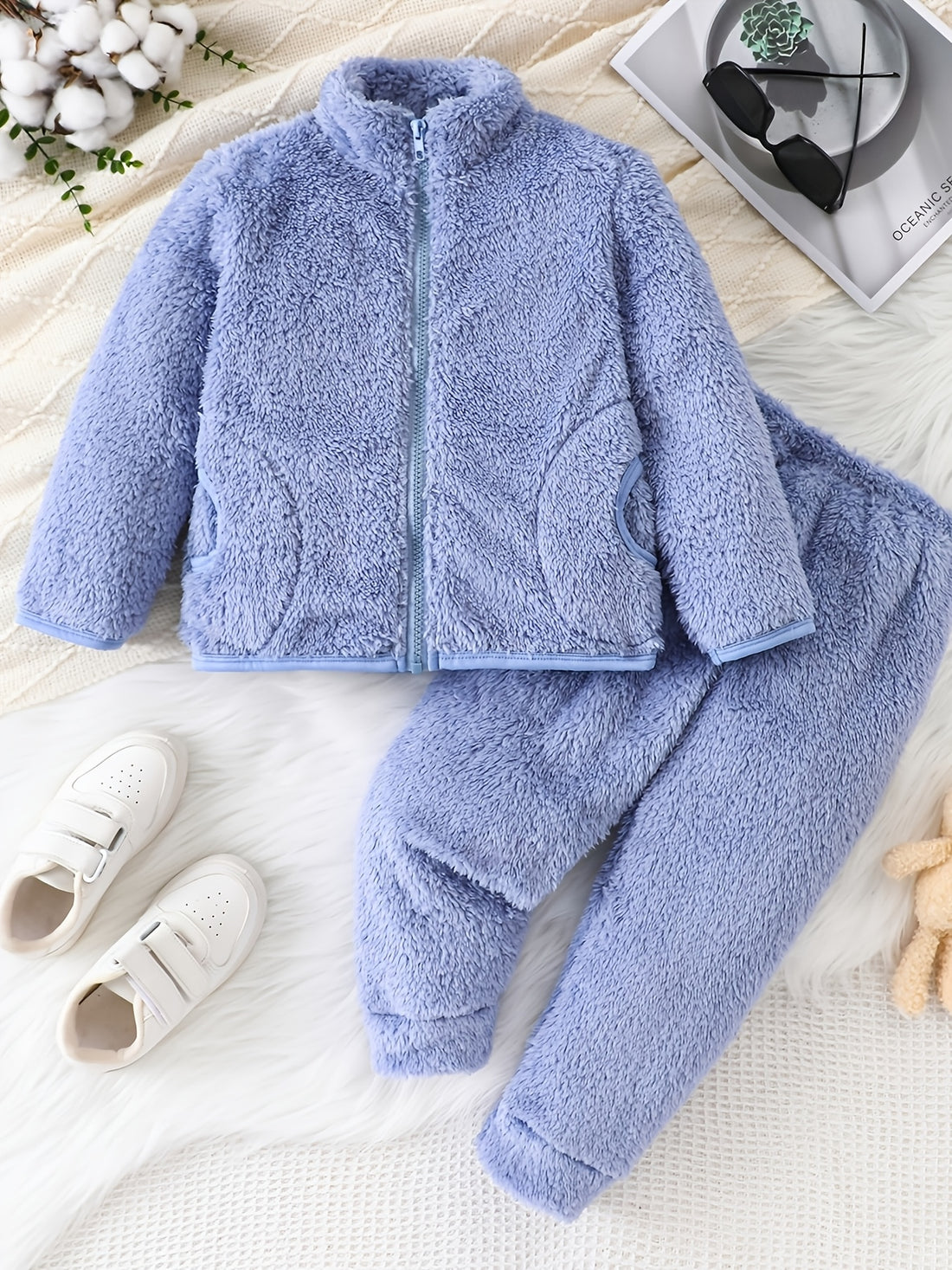 VigoSource Boys Two-piece Stylish Solid Color Warm Outfit for Autumn and Wint...