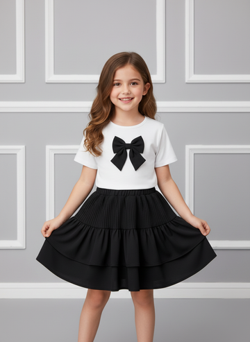 VigoSource Girls 2pcs Summer Fashionable Casual Cute Bow Tie T-Shirt An...