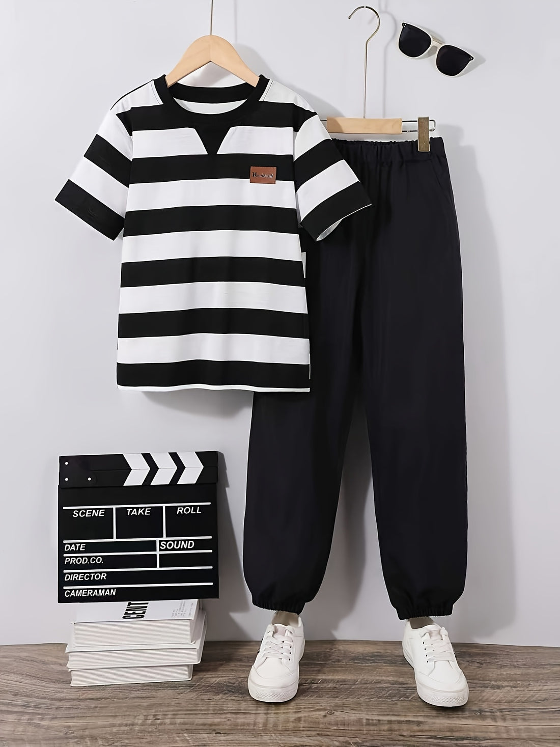 VigoSource Boys Spring/summer Simple Striped Crew Neck Short Sleeve...