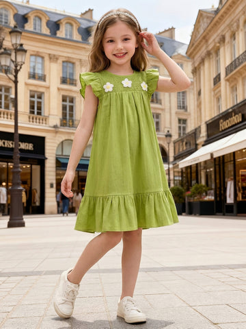 VigoSource Girls Solid Knit Crew Neck Solid Color Dresses
