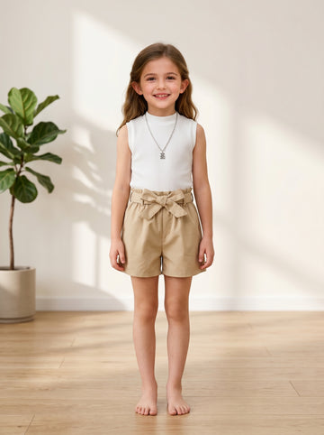VigoSource Girls 3pcs Summer High Neck Sleeveless Top with Belted Short...