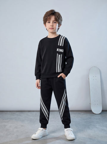 VigoSource Boys Design Black Loose-fit Crew Neck Sweatshirt + Fashi...