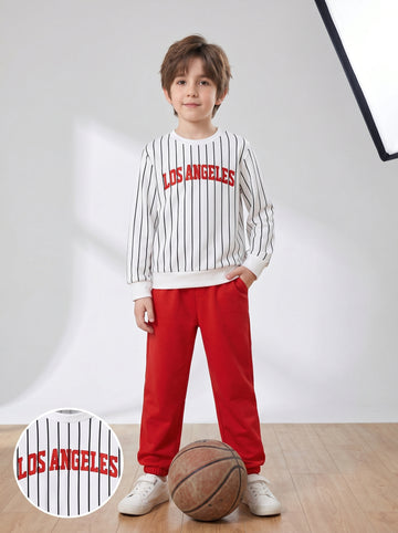 VigoSource Boys Spring and Autumn Letter Striped Print Long-sleeve ...