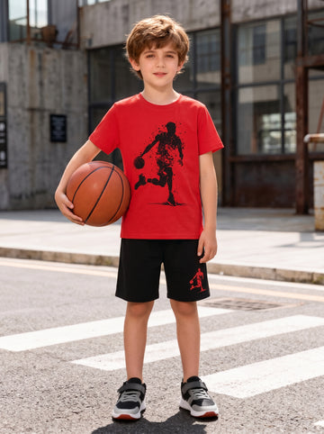 VigoSource Boys 2pcs Summer Casual Loose-fit Basketball Short-sleeve An...