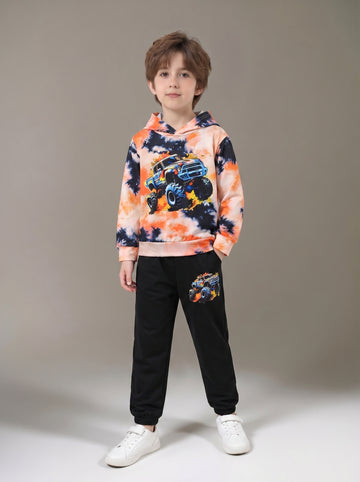 VigoSource Boys Spring/fall New Cool Car Print Tie-dye Sweatshirt Top +...