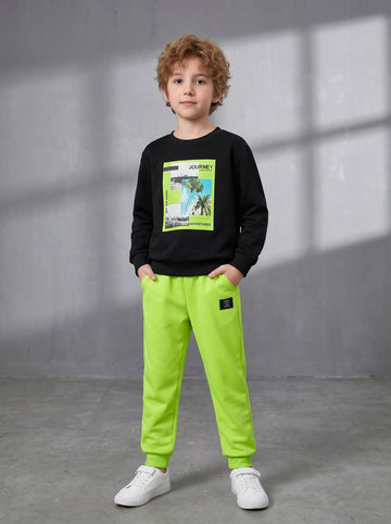 VigoSource Boys Spring and Autumn Outfit, a Trendy and Loose Two-piece ...