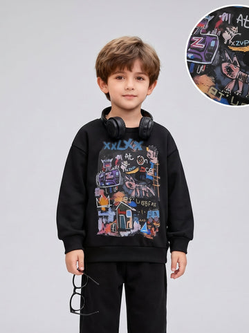 VigoSource Boys Print Long-sleeve Sweatshirt in Spring and Autumn