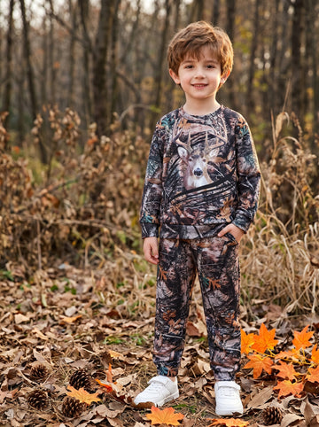VigoSource Boys Spring and Autumn Round Neck Long-sleeved Deer Sweatshi...