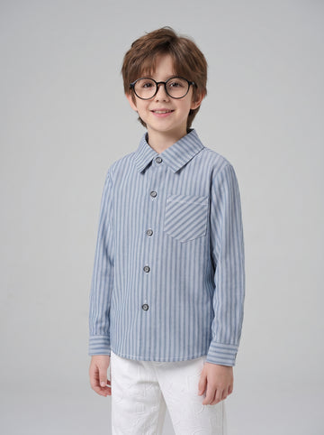 VigoSource Boys Summer New Outing Play Fashion Lapel Striped Long Sleev...