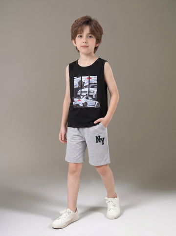 VigoSource Boys Summer Stylish Sleeveless Car Print Short-sleeve Top with Loo...