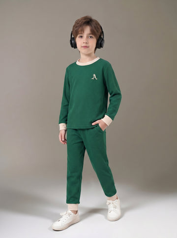 VigoSource Boys Spring Autumn Winter New Green Loose Casualround Neck T...