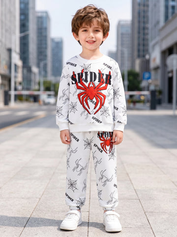 VigoSource Boys Spring and Autumn Casual Spider and Letter Print Sweats...
