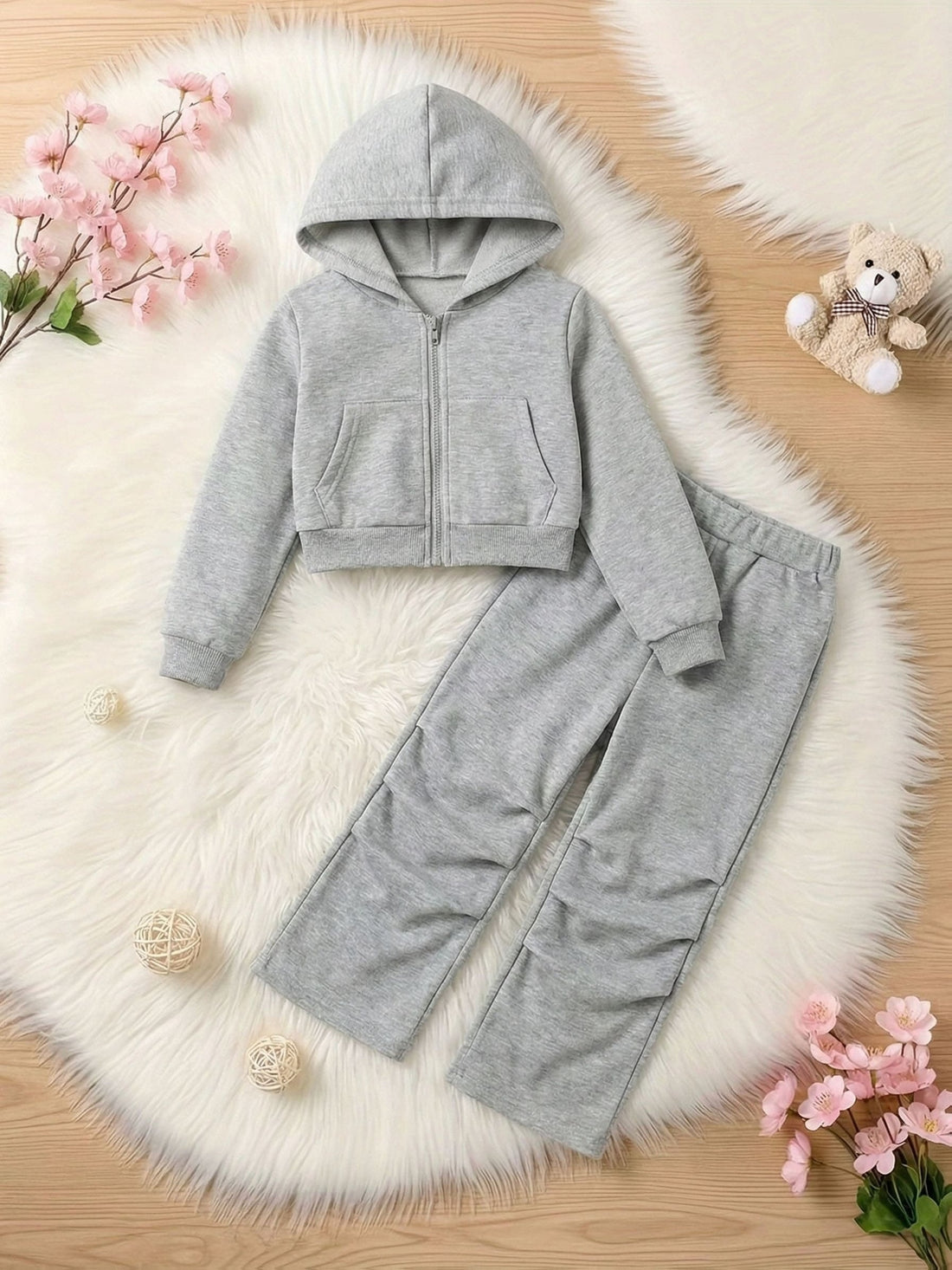 VigoSource Girls 2pcs Set, Spring/autumn Hooded Zip-up Long-sleeve Jack...