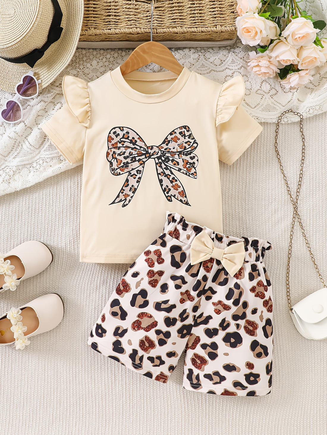 VigoSource Girls Leopard Short Sleeve Knit Pants