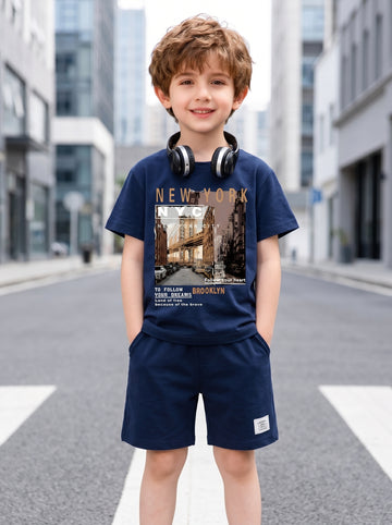 VigoSource Boys 2pcs Summer Simple Sporty Casual Short-sleeve and Short...