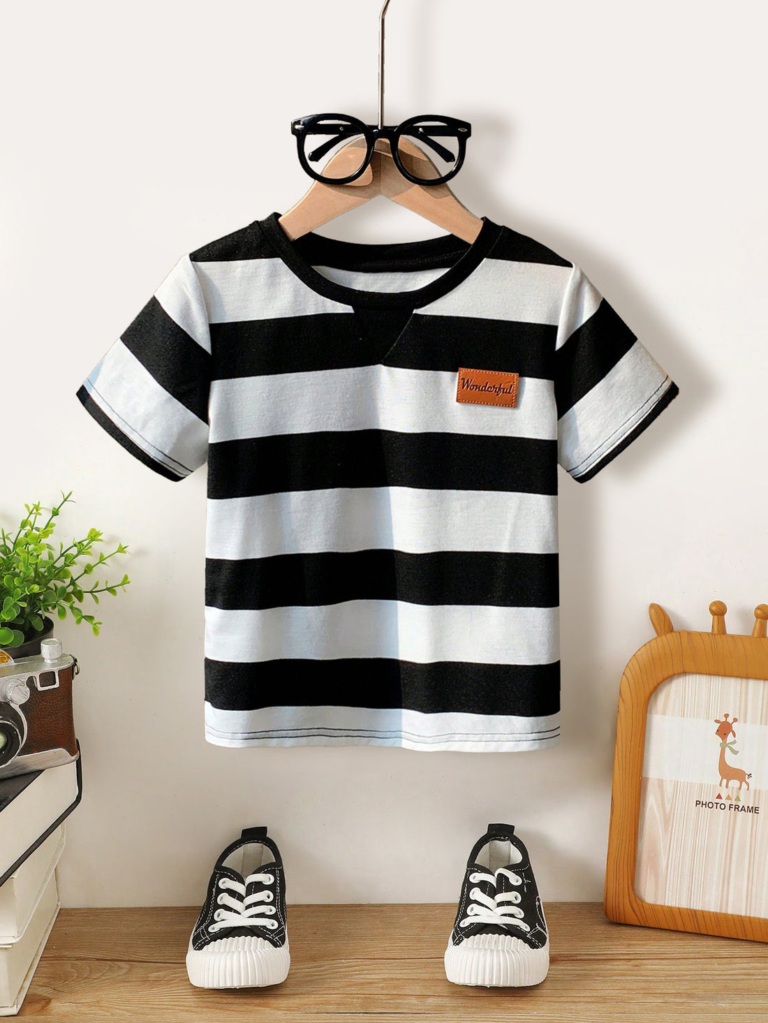 VigoSource Boys Striped Knit Short Sleeve Crew Neck Top - Summer