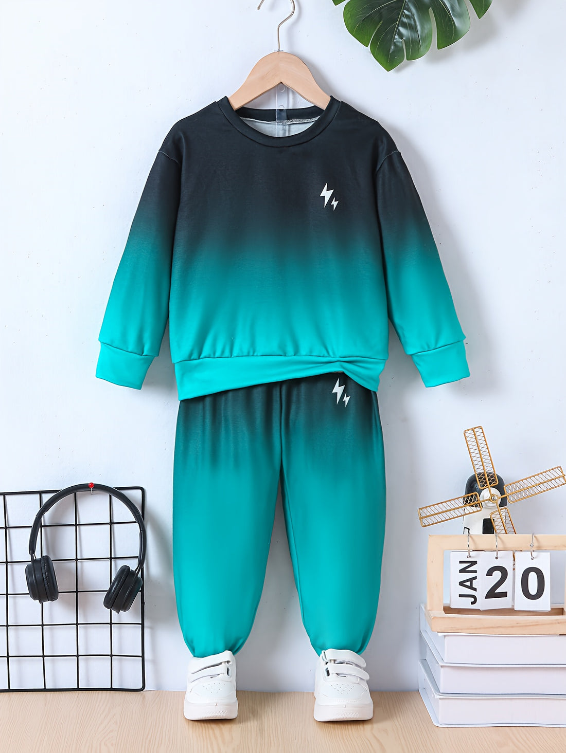 VigoSource Boys Spring and Autumn Color-blocking Gradient Round-nec...