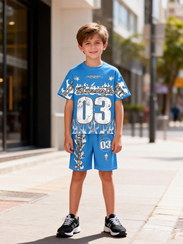 VigoSource Boys Summer New Fashion Trendy Round Neck Short Sleeve T-Shirt Pai...