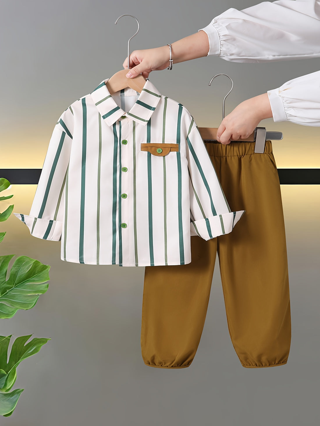 VigoSource Boys Spring/autumn New Striped Long-sleeve Shirt with Faux P...