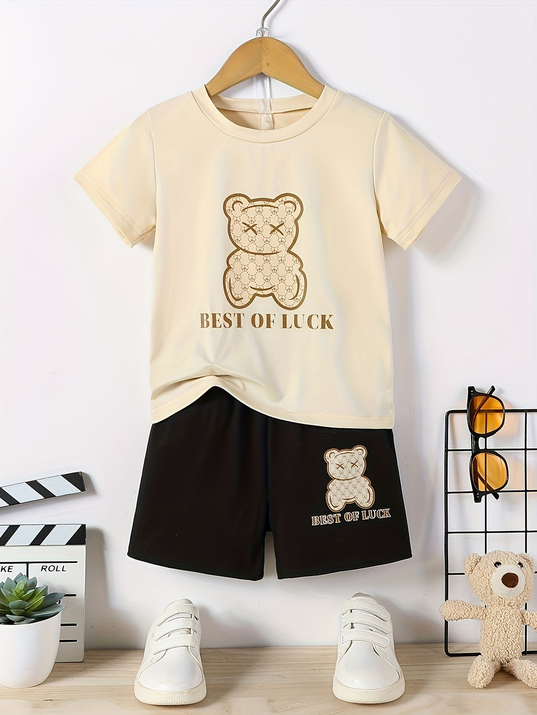 VigoSource Boys Summer Loose Casual Fresh Little Bear Large Print Round...