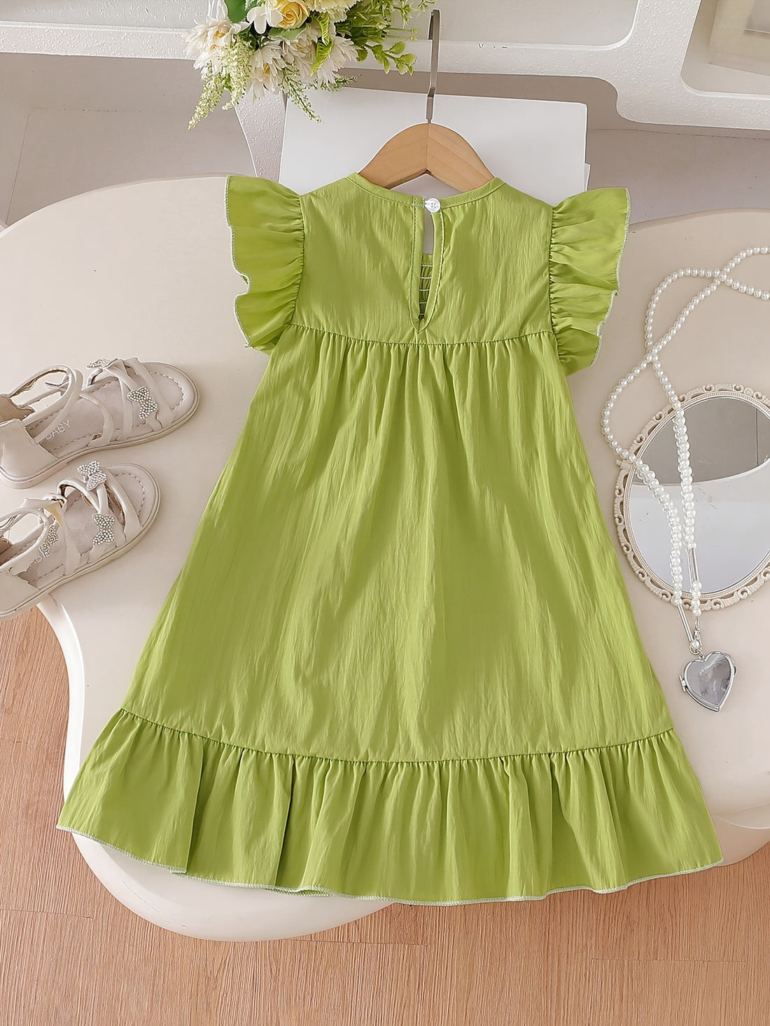 VigoSource Girls Solid Knit Crew Neck Solid Color Dresses