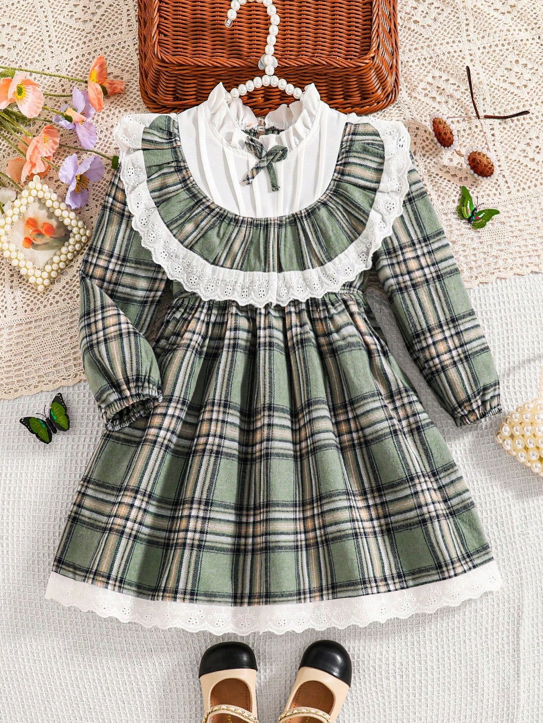VigoSource Girls Plaid Cotton Outfit Set