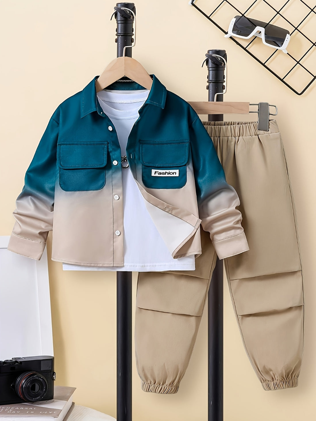 VigoSource Boys Casual Long-sleeve Gradient Jacket with a Collar and El...