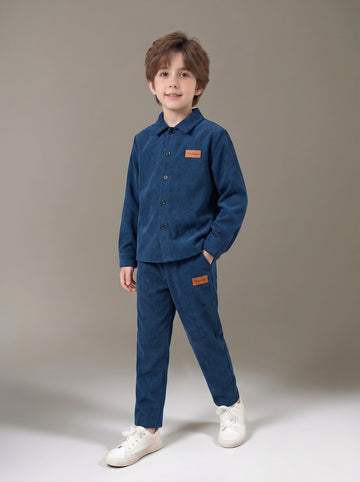 VigoSource Boys Two-piece Casual Outfit Featuring a Letter-stitched Shirt And...