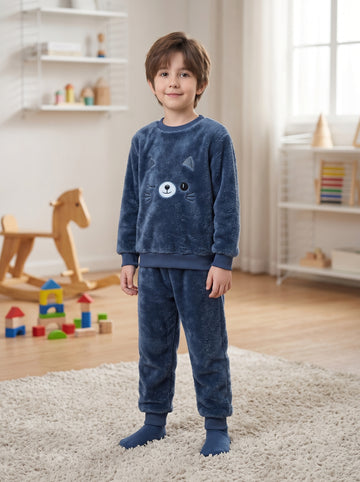 VigoSource Boys Winter New Thickened Warm Pants Set, Stylish Loose Embr...