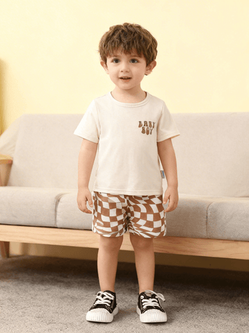 VigoSource Boys Summer Fashion Set / 2pcs Set, Apricot Sliky Fiber Fabr...