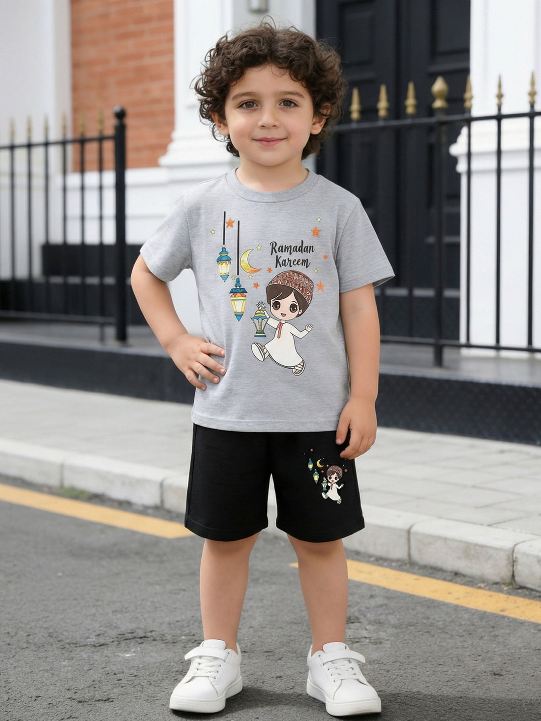 VigoSource Boys 2pcs Set: Summer New Casual Fashion Ramadan Cartoon Pri...
