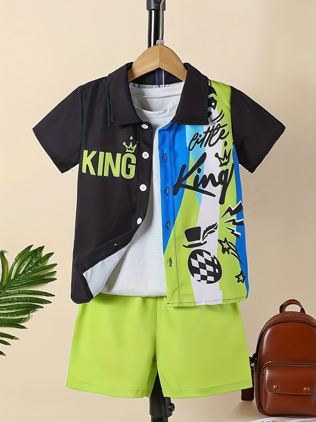 VigoSource Boys [summer Two-piece Set] Summer Vibrant Letter Prin...