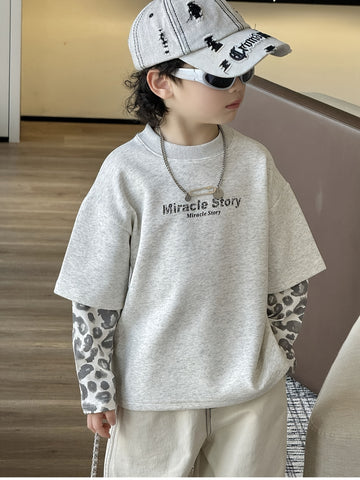 VigoSource Boys Spring and Autumn Long-sleeve Top with Letter Print and Color...