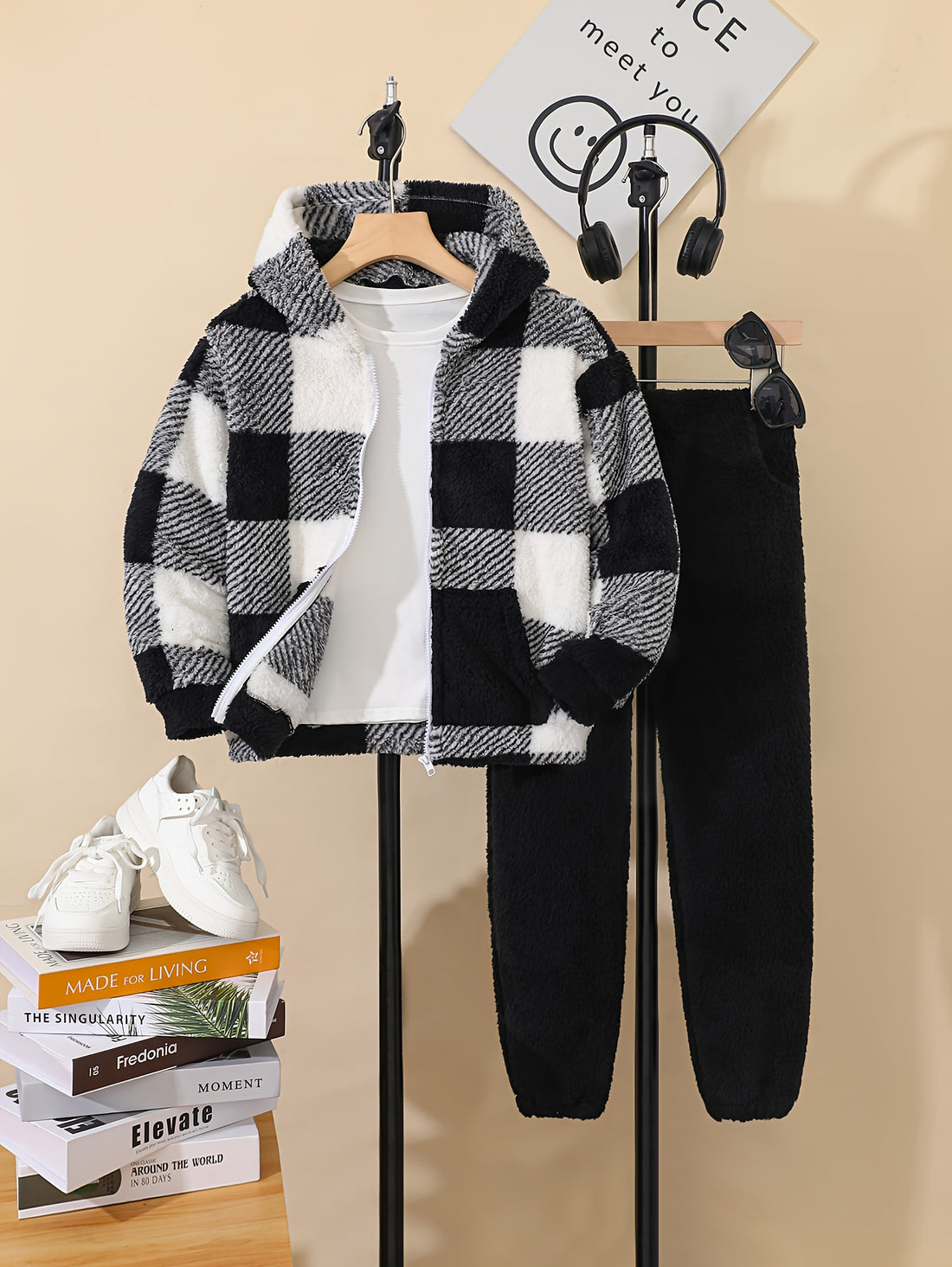 VigoSource Boys Autumn/winter : Color-block Plaid Warm Fu...