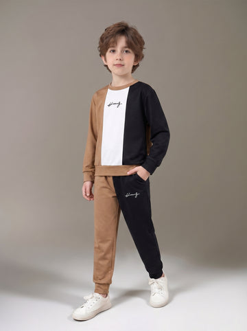 VigoSource Boys This Two-piece Set Includes a Round-neck Sweatshirt with Lett...