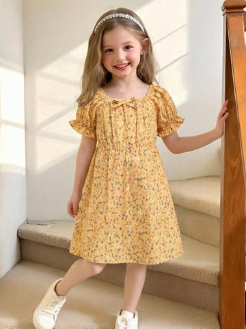 VigoSource Girls Floral Knit Short Sleeve Floral Dresses - Summer