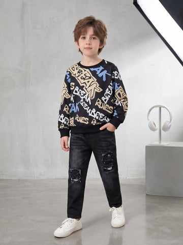 VigoSource Boys Spring/fall Casual Round Neck Long Sleeve Letter Print ...