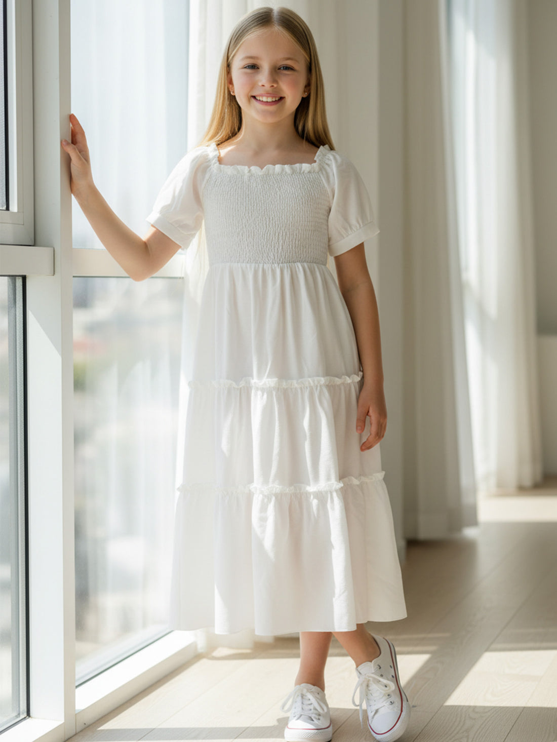 VigoSource Girls Solid Knit Solid Color Dresses - Summer 2