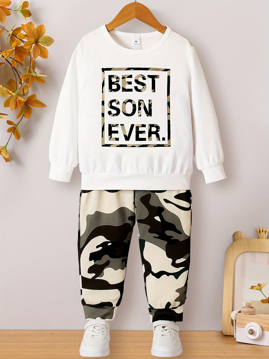 VigoSource Boys Spring and Autumn Outfit Featuring a Camouflage Hoodie ...