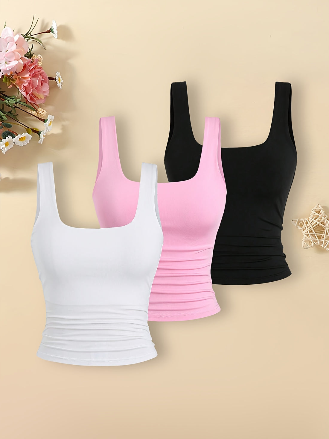 VigoSource Girls Set of 3 Sleeveless Tops for Young in Summer, Available in Pi...