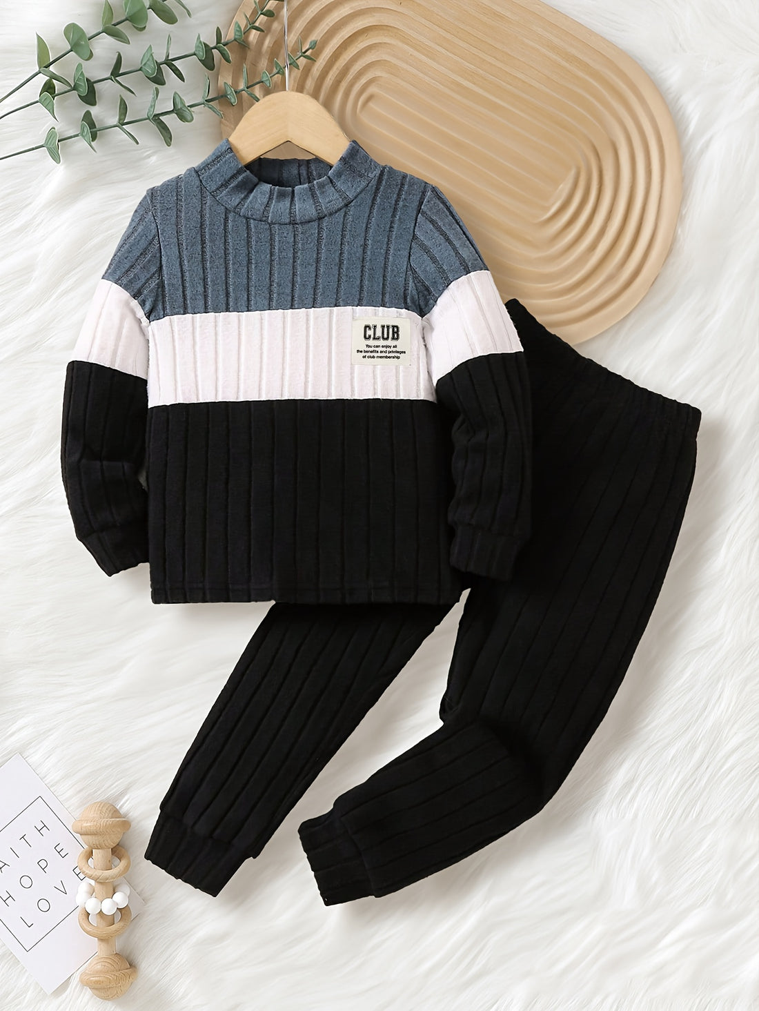 VigoSource Boys Spring and Autumn Color-blocked Long-sleeve Round-neck Top Pa...