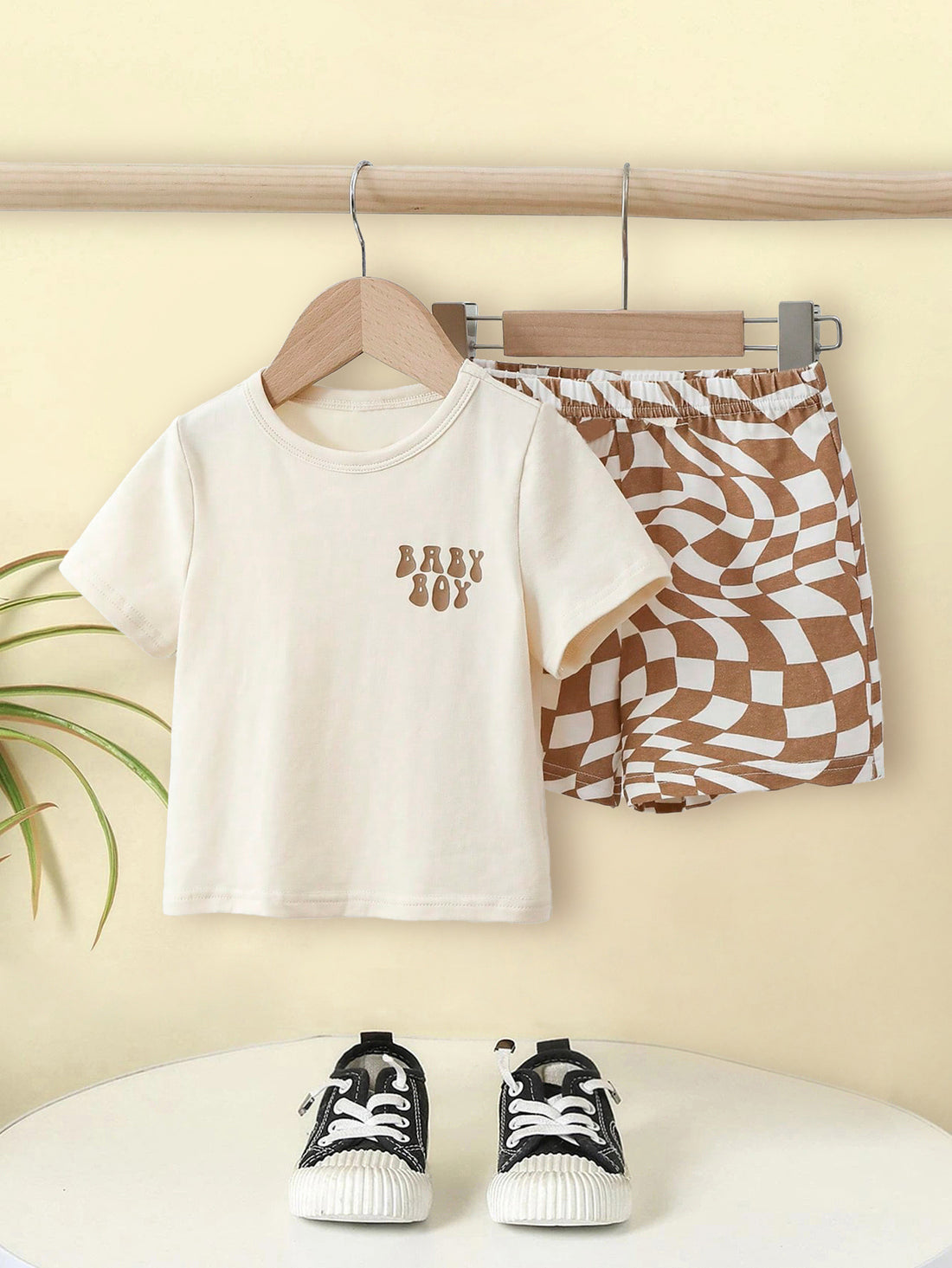 VigoSource Boys Summer Fashion Set / 2pcs Set, Apricot Sliky Fiber Fabr...