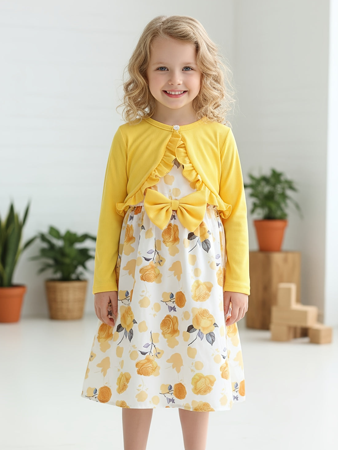 VigoSource Girls Floral Knit Floral Dresses - Spring/autumn