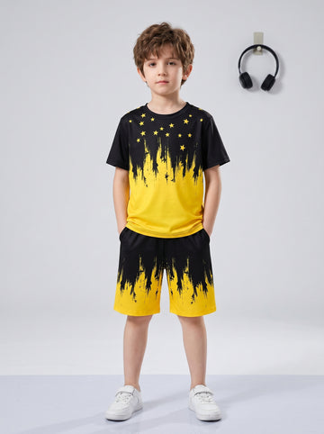 VigoSource Boys Summer Big ' Round Neck Short Sleeve Star Patch T-s...