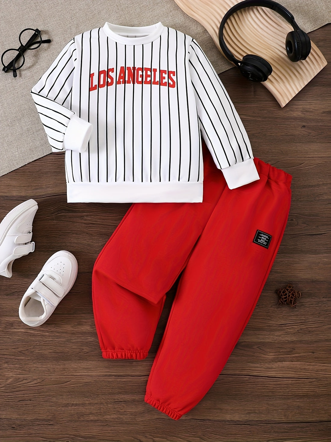 VigoSource Boys Spring and Autumn Letter Striped Print Long-sleeve ...
