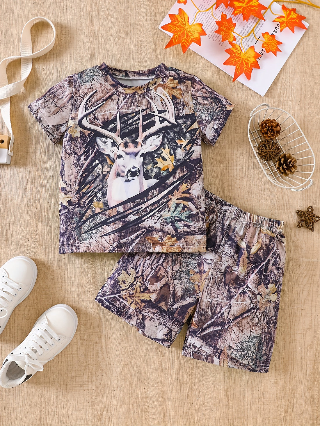 VigoSource Boys Summer New Arrival Cartoon Fawn Print Round Neck Short ...