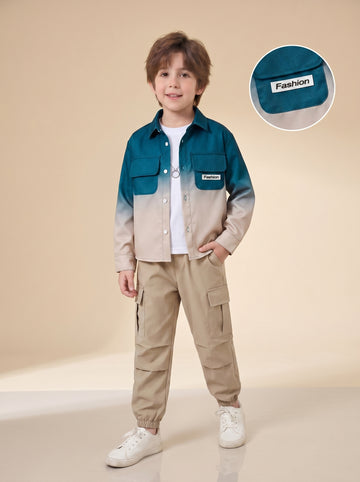 VigoSource Boys Casual Long-sleeve Gradient Jacket with a Collar and El...