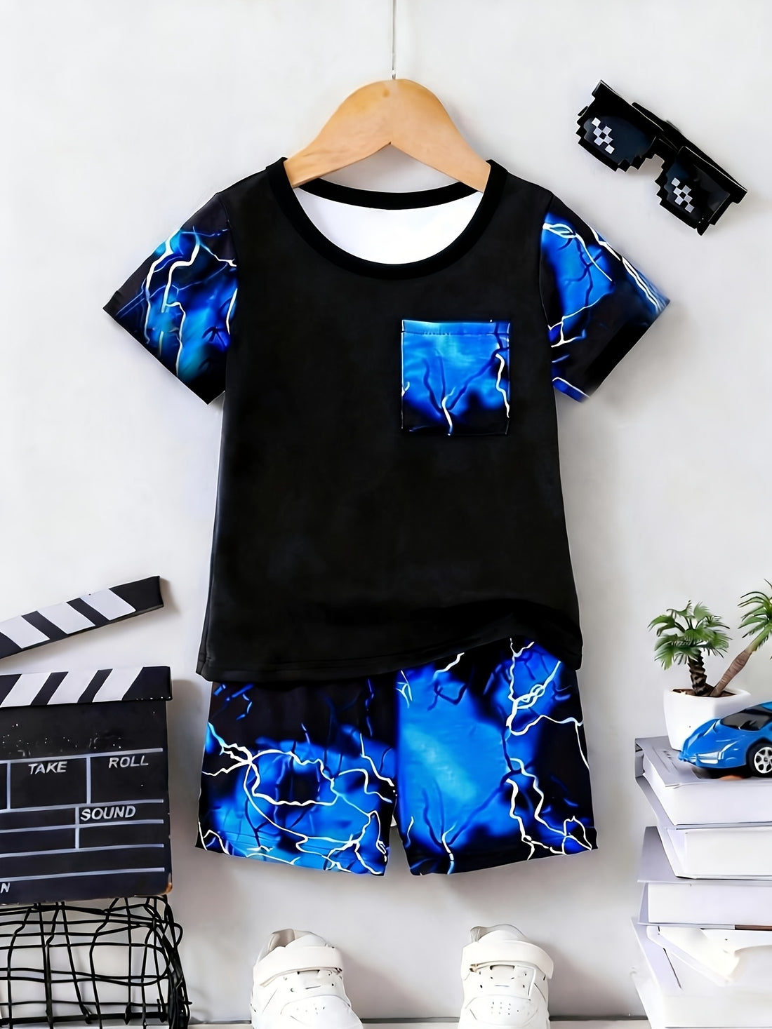 VigoSource Boys Summer New Stylish Color-block Pocket Round Neck Short-...