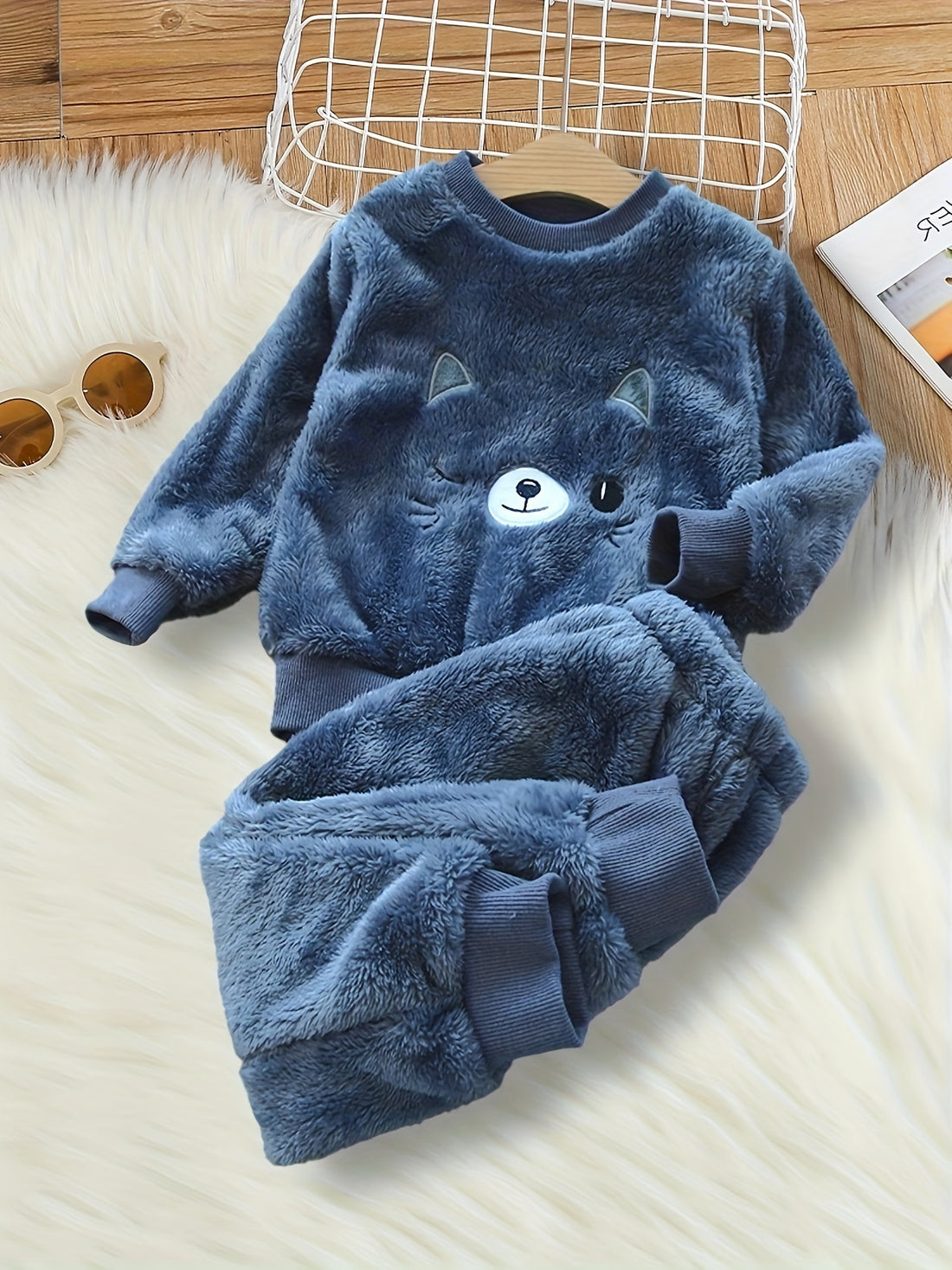 VigoSource Boys Winter New Thickened Warm Pants Set, Stylish Loose Embr...